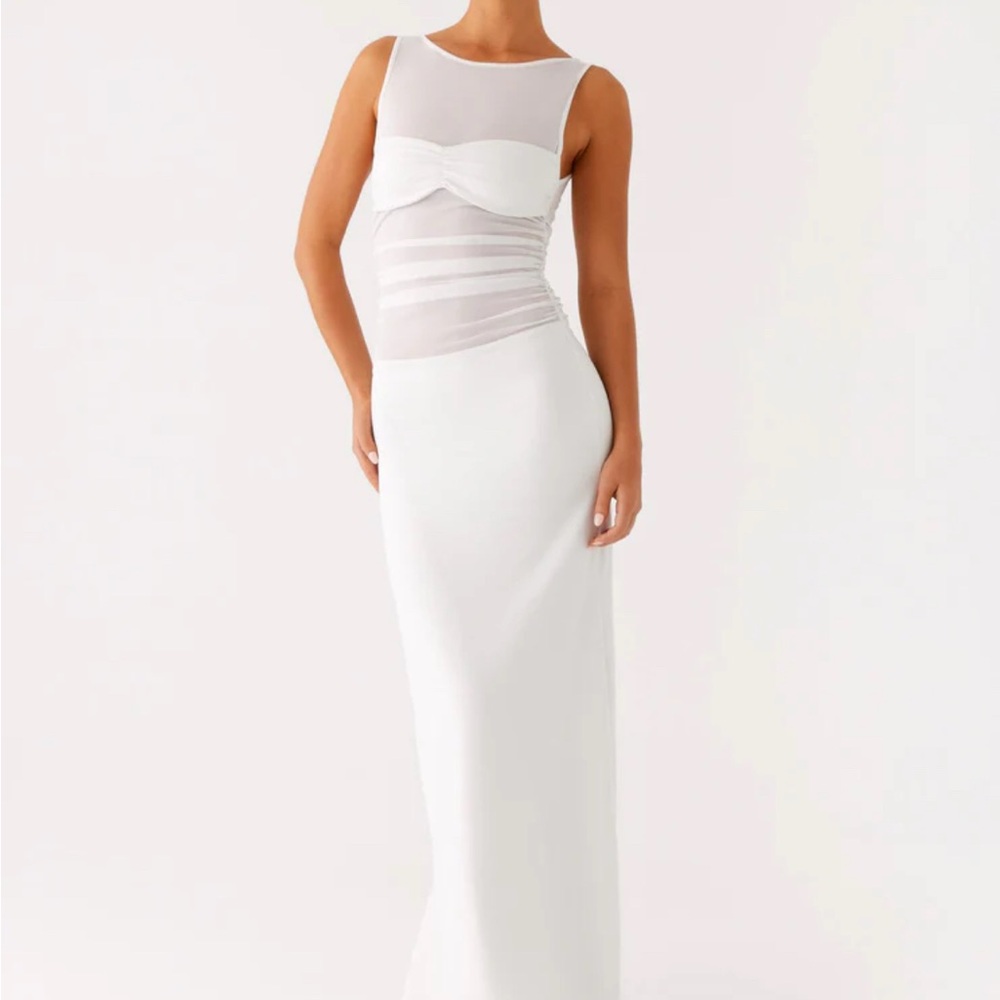 Peppermayo White Sheer Panel Maxi Dress